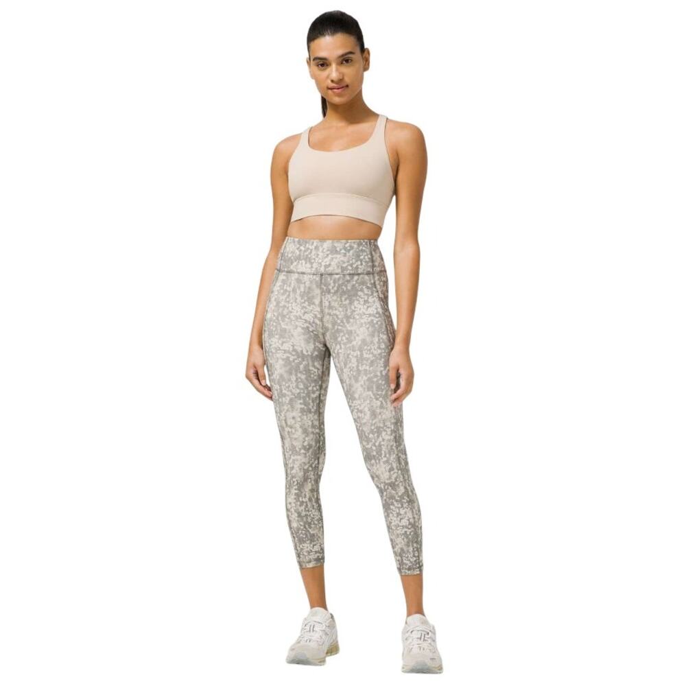 Lululemon Gray Gritstone White Opal Invigorate High Rise Crop Leggings 23"